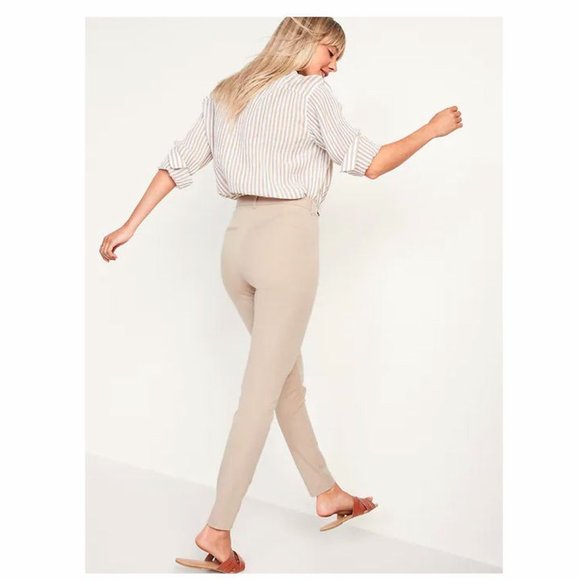 Old Navy Women's Size 8 High Waisted Pixie Pants Cream Full Length - Picture 2 of 11